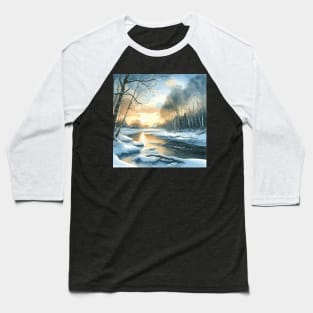 Winter River Winter Landscape Baseball T-Shirt